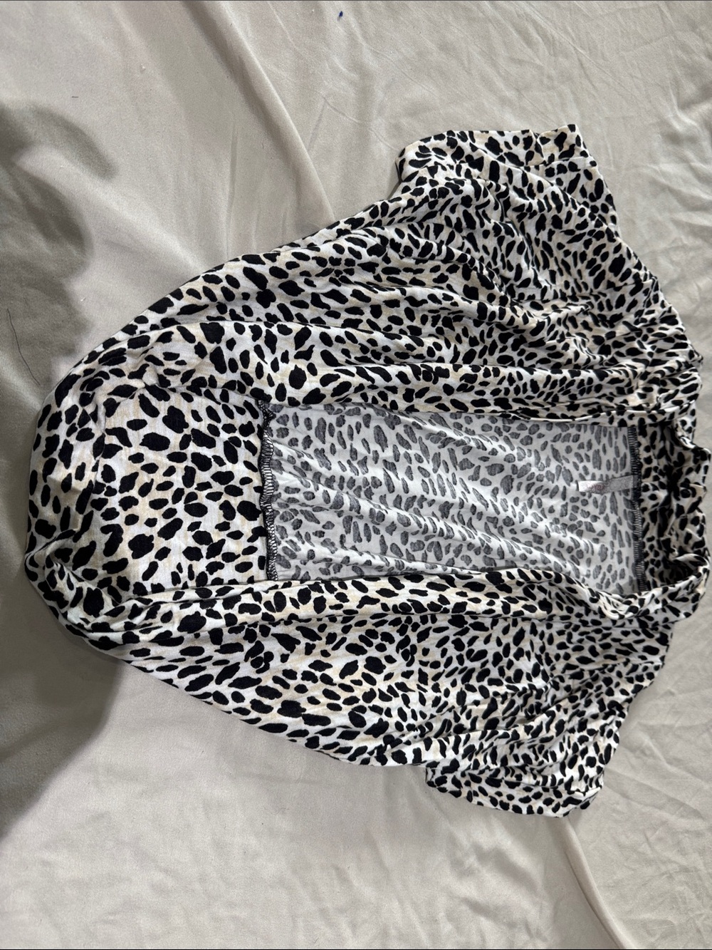 a'gaci Black and White Leopard-Print Open Front Blazer